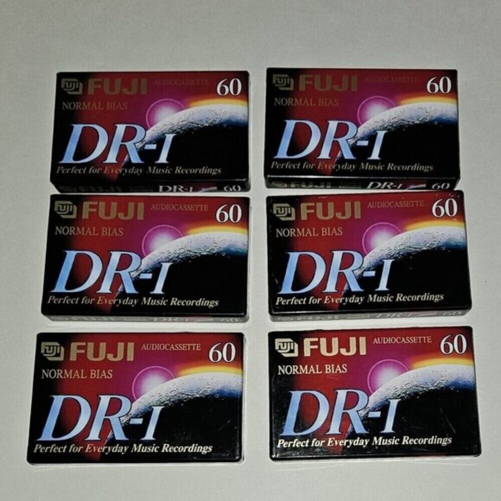 6 Fuji Audio Cassette Tapes Blank Lot 60 Minutes DR-I Normal Bias FACTORY SEALED